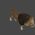 Realistic 3D Lion Model With Brown Mane Standing On Dark Background