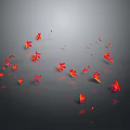 Autumn Maple Tree Red Leaves Falling Gracefully Against Gray Background
