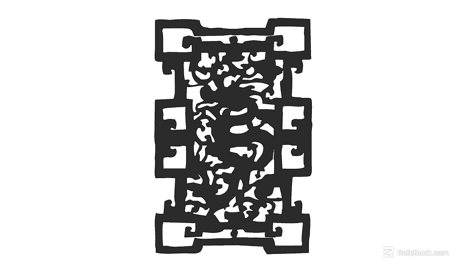 Traditional Chinese Ornate Lattice Window With Intricate Carved Dragon Pattern And Wooden Frame 3d model 