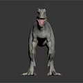Realistic 3D Dinosaur Model With Gray Skin Sharp Spikes And Open Mouth