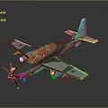 Teal Green Two Seat Aircraft Model With Propeller Star Insignia On Wings And Reflection
