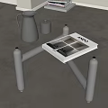 Modern Round Glass Coffee Table With Stainless Steel Legs Silver Pitcher Mugs And VOGUE Magazine