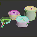 Aluminum Cooking Pots and Frying Pan Set with Lids and Red Handle