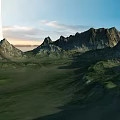 Natural Garden Landscape With Rolling Hills Green Meadows And Blue Sky White Clouds