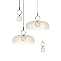Modern Pendant Lights With Transparent Glass Domes and Spherical Light Bulbs