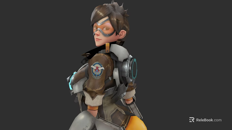Game Movie Character 3D Model With Short Hair Goggles Mechanical Arm And Badge 3d model 