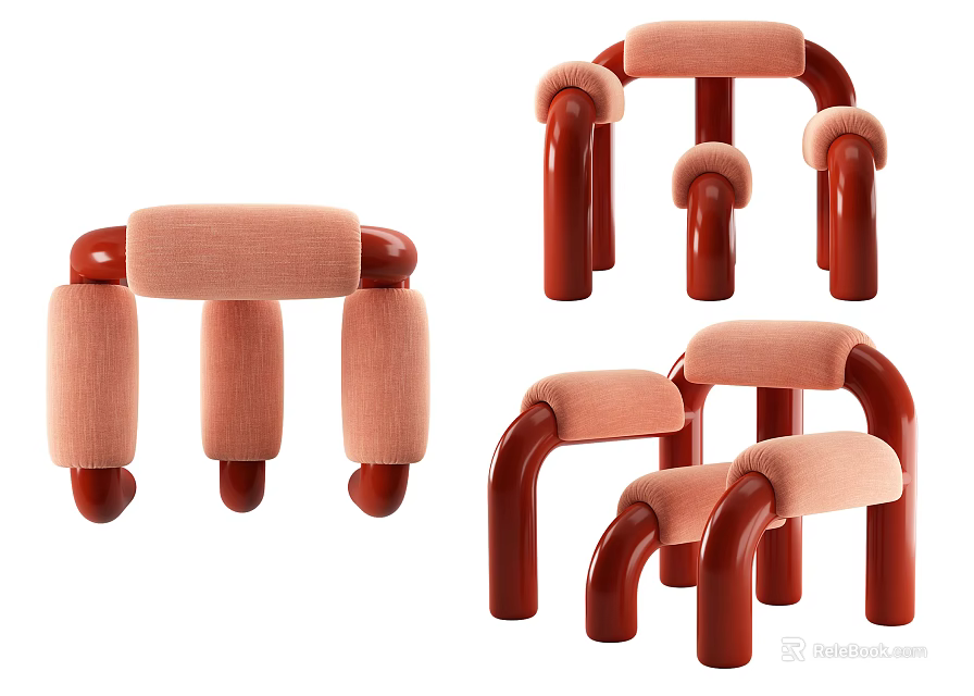 Modern Accent Chair With Pink Upholstered Seat And Curved Wooden Armrests 3d model 