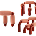 Modern Accent Chair With Pink Upholstered Seat And Curved Wooden Armrests