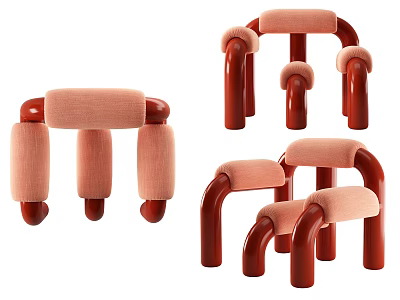 Modern Accent Chair With Pink Upholstered Seat And Curved Wooden Armrests 3d model