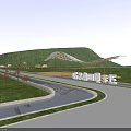 Rural Landscape Featuring Rice Fields Flowing Stream People Walking And Green Mountain Views