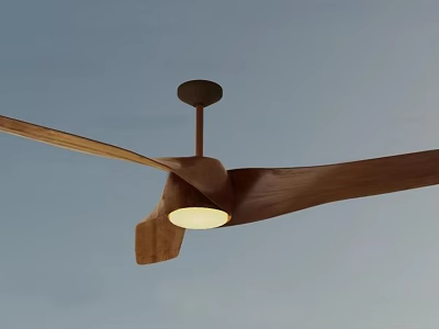 Modern Ceiling Fan With Wooden Blades And Built In Light Design 3d model