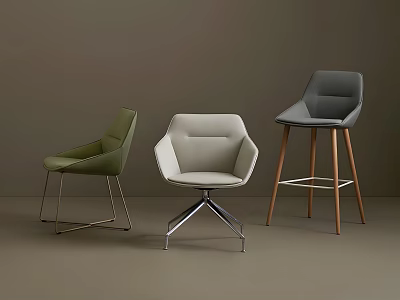 Modern Leisure Chairs with Different Designs Green Beige Grey Colors and Metal Wooden Legs 3d model