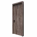 Simple Wooden Interior Door With Natural Wood Grain And Black Handle Design