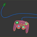 Purple Wired Game Controller With Colorful Buttons For Electronic Gaming Devices