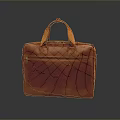 Red Leather Briefcase with Yellow Handles Classic Texture and Zipper Design