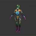 Futuristic Armored Character With Mechanical Helmet And Full Body Tech Armor