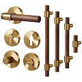 Brass and Wooden Door Handles with Round and Long Modern Designs for Home Use