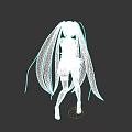 Anime Game Movie Character With Long Blue Twin Ponytails And Pink White Outfit
