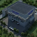 CCC Industrial Plant Exterior Design With Grid Roof Parking Area And Surrounding Trees