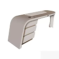 Modern Curved Desk With Smooth Surface And Open Storage Shelves 3d model