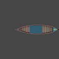 Traditional Wooden Boat With Blue Canopy And Outboard Motor For Water Travel