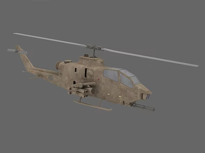 Military Attack Helicopter With Camouflage Paint Rotor Blades And Weapon Systems 3d model