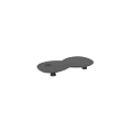 Black Coffee Table With Unique Double Oval Shape Circular Hole And Short Legs