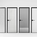 Modern Glass Doors With Black Frames And Various Glass Patterns For Home 3d model