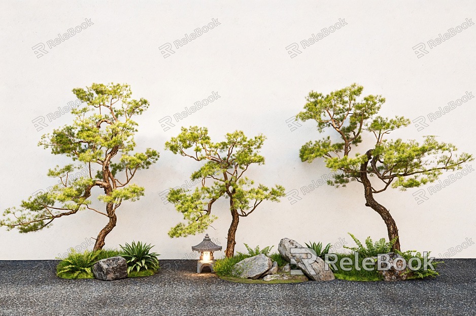 Chinese Landscape Pine Zen Pine Garden Pine Landscape Stone model