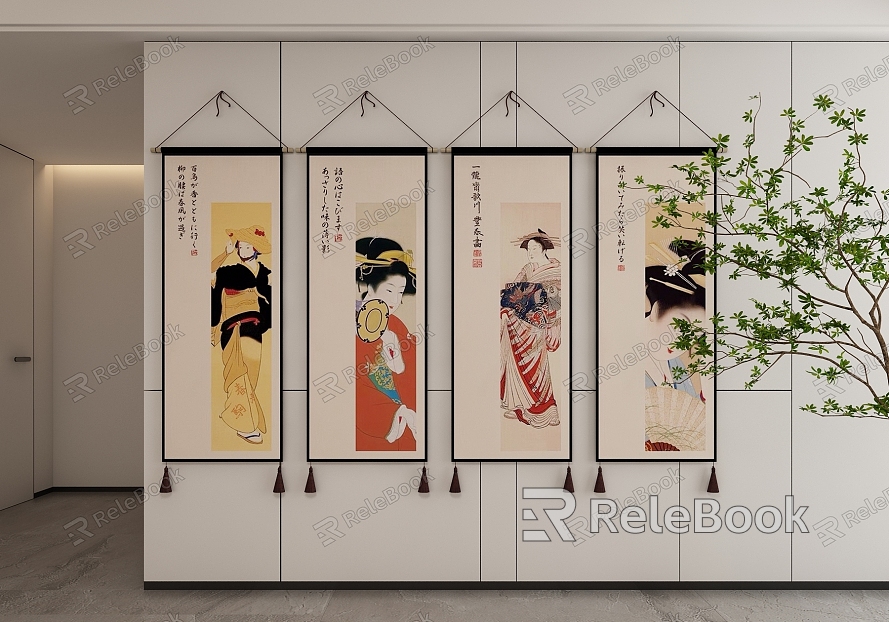 Japanese Decorative Hanging Paintings model