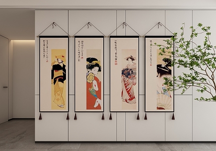 Japanese Decorative Hanging Paintings 3d model