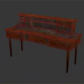 Vintage Wooden Dressing Table With Drawers And Upper Shelves Design