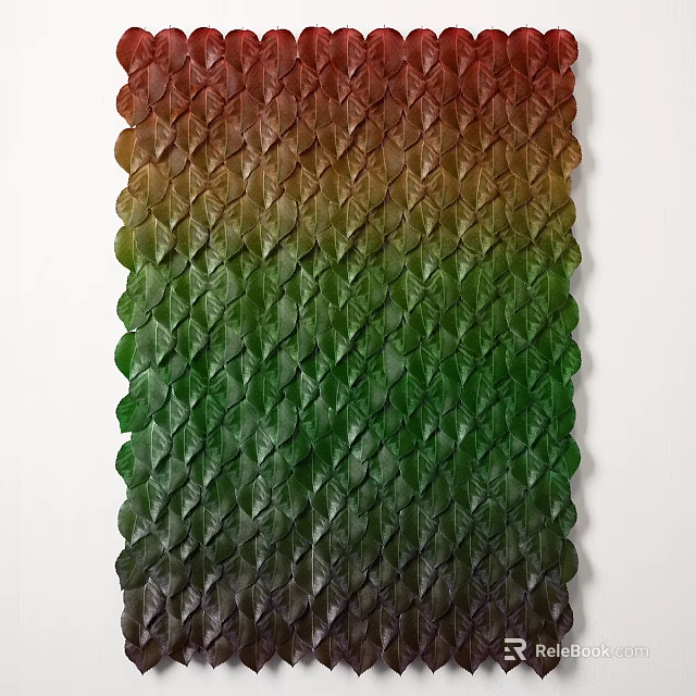 Elegant Leaf Shaped Woven Texture Wall Design With Gradient Brown Green Colors 3d model 
