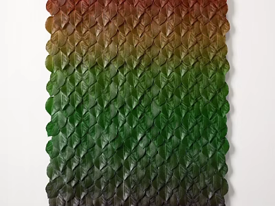 Elegant Leaf Shaped Woven Texture Wall Design With Gradient Brown Green Colors 3d model