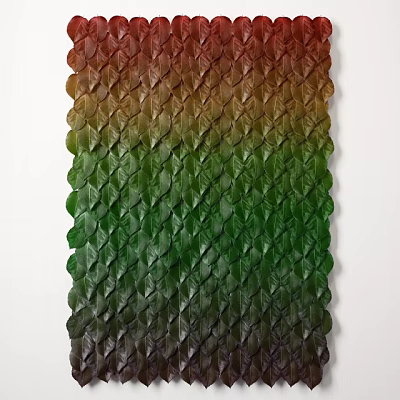 Elegant Leaf Shaped Woven Texture Wall Design With Gradient Brown Green Colors 3d model