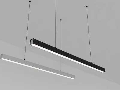 Modern Linear Chandeliers With Black And White Finish Suspended From Ceiling For Interior 3d model