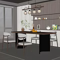 Middle-style dining tables and chairs 3d model