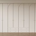 White Modern Wardrobe With Arched Design Multiple Doors And Bottom Drawers 3d model