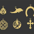 Golden Jewelry Pendants With Various Designs Anchor Dolphin Horseshoe Compass Eagle Cross