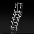 Industrial Metal Mobile Ladder With Wheels Handrail And Platform For Workplace Use