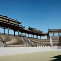 Traditional Chinese Open Air Theater With Tiered Seats And Classic Roofs