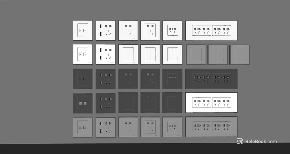 Various Modern Switch Panels With Different Designs And Color Options For Home Use 3d model