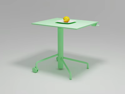 Light Green Coffee Table With Wheels Featuring Lemon On Tray Surface 3d model