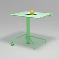 Light Green Coffee Table With Wheels Featuring Lemon On Tray Surface