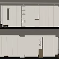Modern Decorative Cabinet Interior Design With White Panels Open Shelves And Small Stool