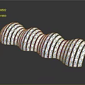 White Wavy Decorative Object With Gold Stripes On Black Reflective Surface 3d model