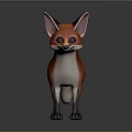 Cartoon Style Red And White Fox Character With Large Ears 3d model