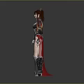 Game Movie Character With Red Long Hair Golden Crown Ornate Shoulder Armor And Red Cape