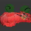 Vibrant Red Flowers With Green Stems And Round Green Bases On Gray Background
