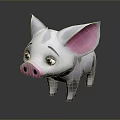 Cute Cartoon Pig Stuffed Toy With White Body Pink Ears And Spots